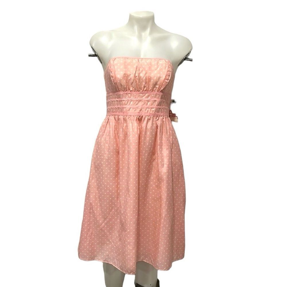 Lilly Pulitzer collection Katrina  pink polka dot silk strapless dress NWT 6